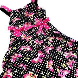 Jessica Ann Girls Dress Size 6 Butterflies Zipper Children Kids Polka Dots